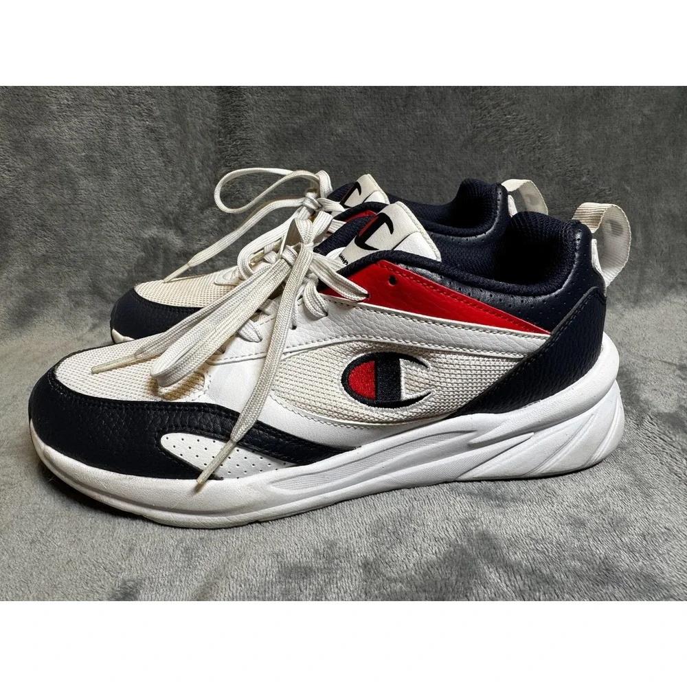 Champion Kinna Retro Shoes Youth Size 7Y White Navy Red Sneakers CAS10780Y‎